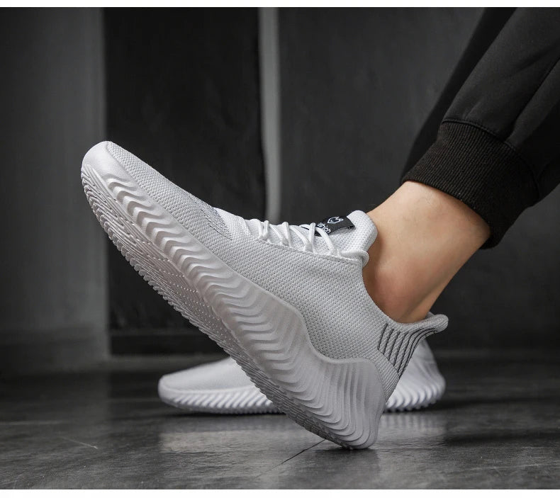 Men's White Sneakers – Casual Walking & Running Shoes, Plus Size 49, Tennis Masculino
