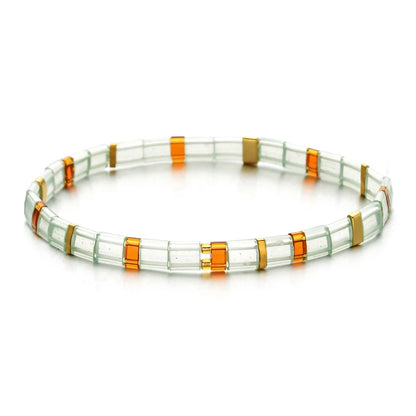 ZMZY Stone Tila Beads Elastic Bracelet for Women – 2025 Fashion Colorful Rainbow Miyuki Tile Bead Jewelry Gift Bracelet