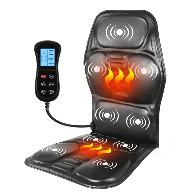 KLASVSA Electric Back Massager Cushion – Heated Vibrating Massage Chair for Lumbar & Neck Pain Relief at Home, Office, Car