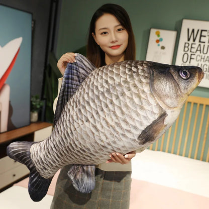 30-100CM Realistic Fish Plush Toy – Soft Tilapia, Carp & Bream Stuffed Pillow, Bed Cushion, Creative Home Decor & Gift