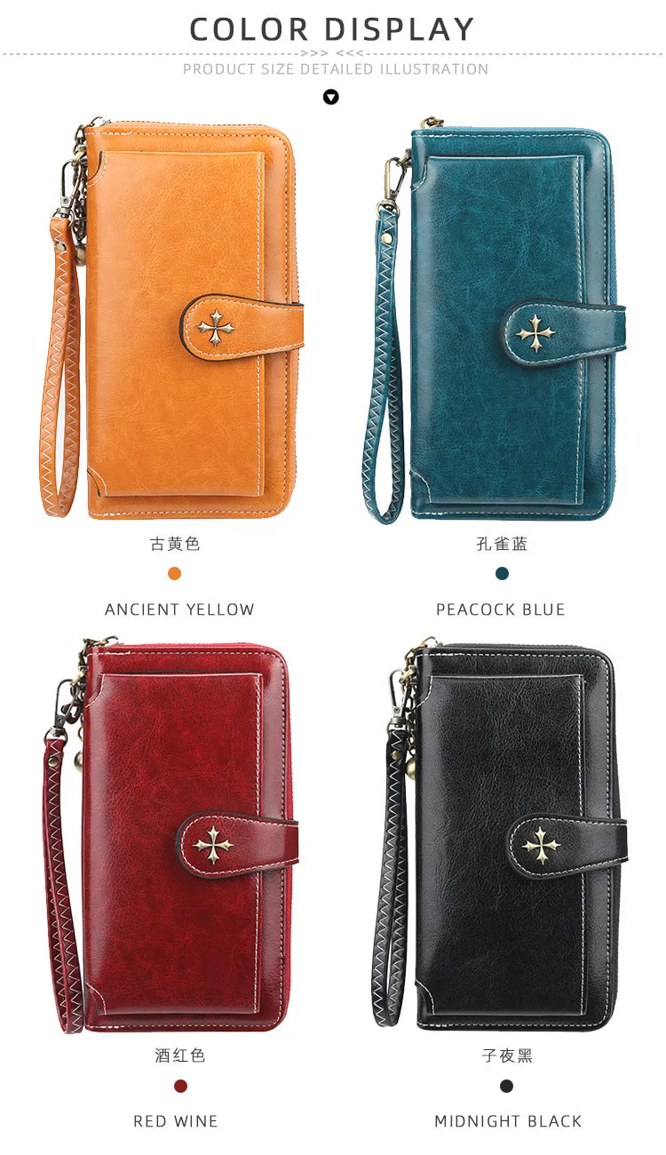 New Women’s PU Leather Wallet — Fashion Long Zipper Purse, Top Quality Brand Card Holder, Classic Female Wallet