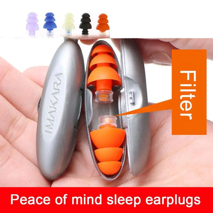 Silicone Noise Reduction Earplugs for Sleep – Soundproof, Anti-Bruit, Comfortable Ear Plug with Carrying Case