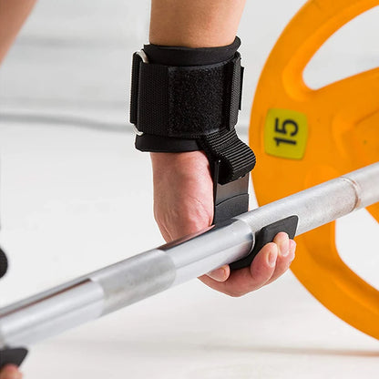 Weight Lifting Hook Grips with Wrist Wraps: Hand-Bar Wrist Strap for Gym Fitness - Pull-Ups Power Lifting Gloves, Weight Strap Support