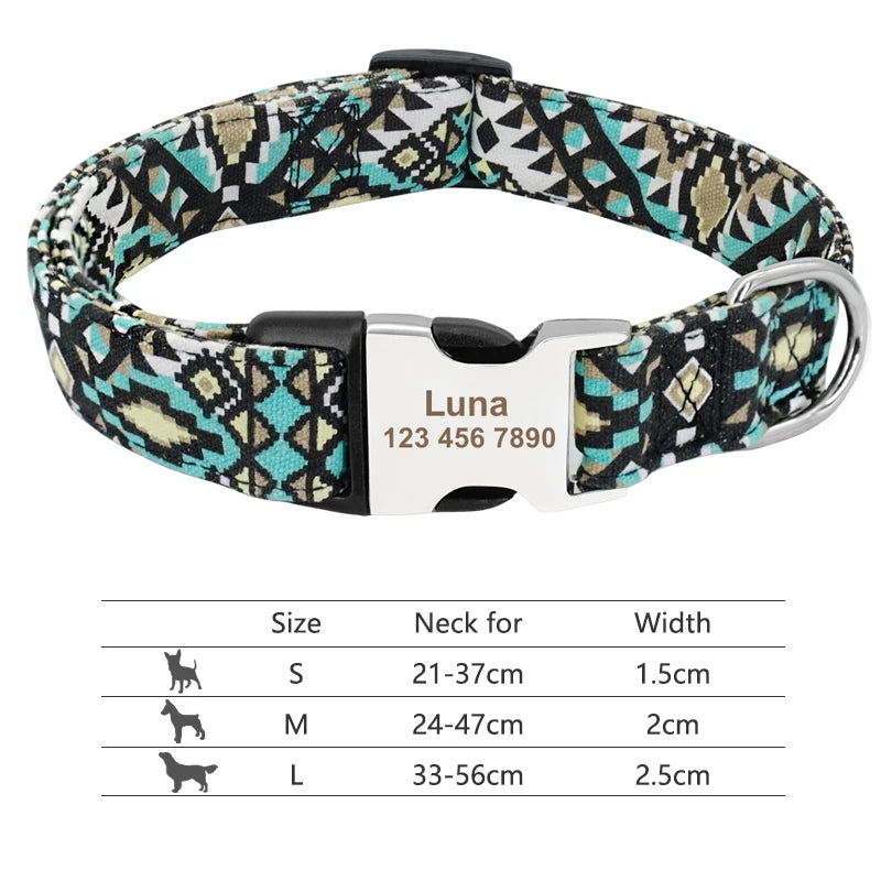 Adjustable Nylon Dog & Cat Collar – Personalized ID Collar with Engraved Name Buckle, Anti-Lost for Small, Medium & Large Pets
