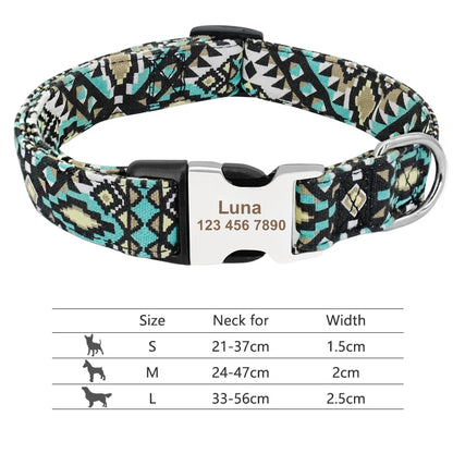 Adjustable Nylon Dog & Cat Collar – Personalized ID Collar with Engraved Name Buckle, Anti-Lost for Small, Medium & Large Pets