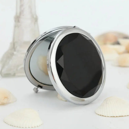 Luxury Crystal Folding Makeup Mirror - Portable Round Gold & Silver Pocket Compact Mirror, Personalized Beauty Gift