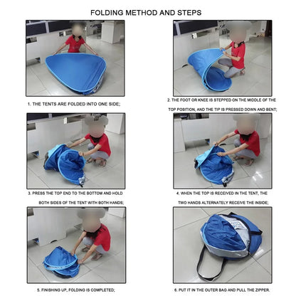 Pop-Up Beach Tent 165×150×110cm – UV Protection, Full Shade, Ultralight & Portable for Family Camping & Travel