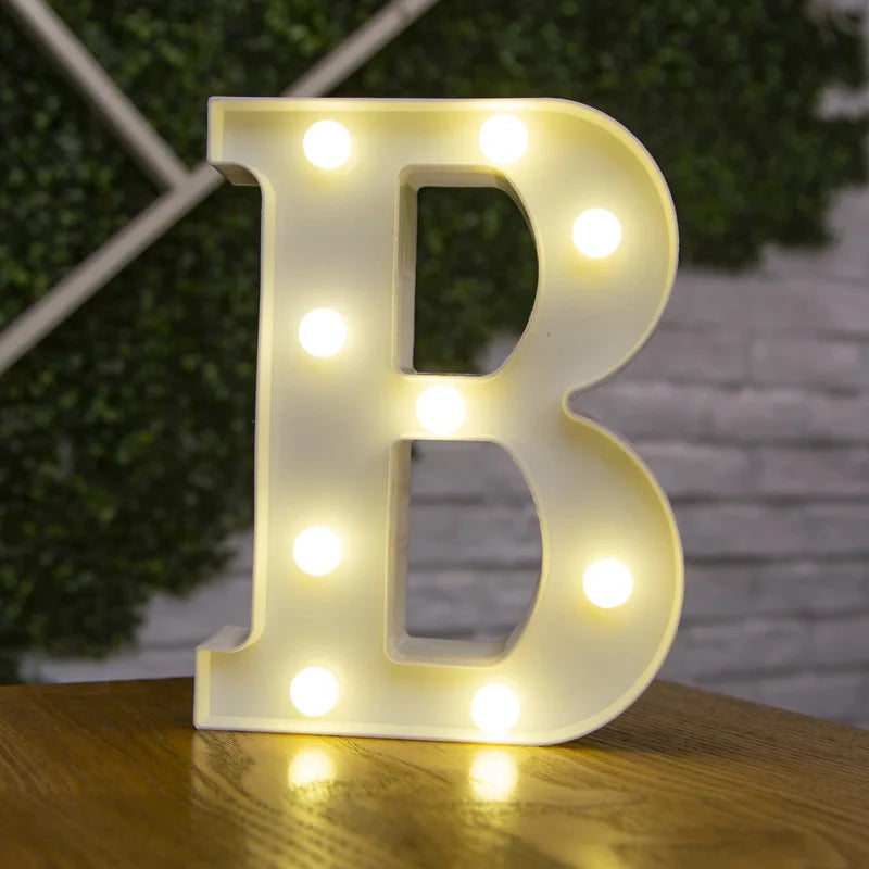 Alphabet & Number LED Lamp Night Light – Warm Battery-Powered Luminous Letter Light for Home, Wedding, Birthday & Party Decoration