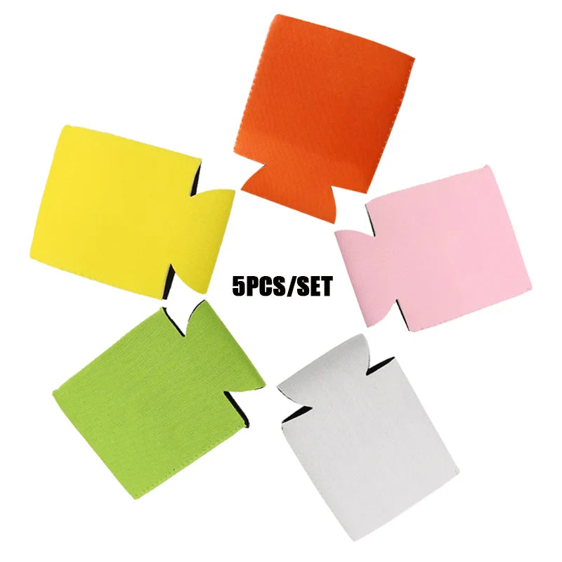 5pcs Neoprene Beer Sleeves – Portable Drink Cooler for Cans & Bottles, Perfect for Camping, Parties, Weddings & Birthdays