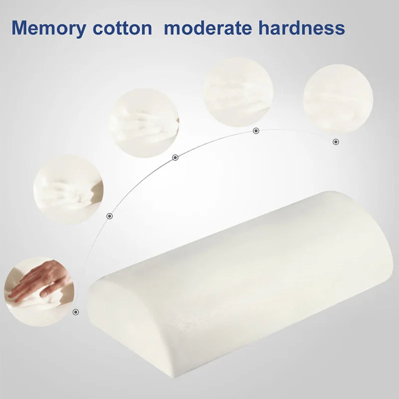 Half Moon Bolster Semi-Roll Pillow - Quality Memory Foam Filling for Ankle, Knee, Back, Lumbar, and Neck Pain Relief