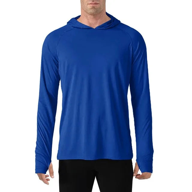 TACVASEN Men's Sun Protection Hoodie T-Shirt – UV-Proof, Lightweight, Breathable Long Sleeve Quick-Dry Top