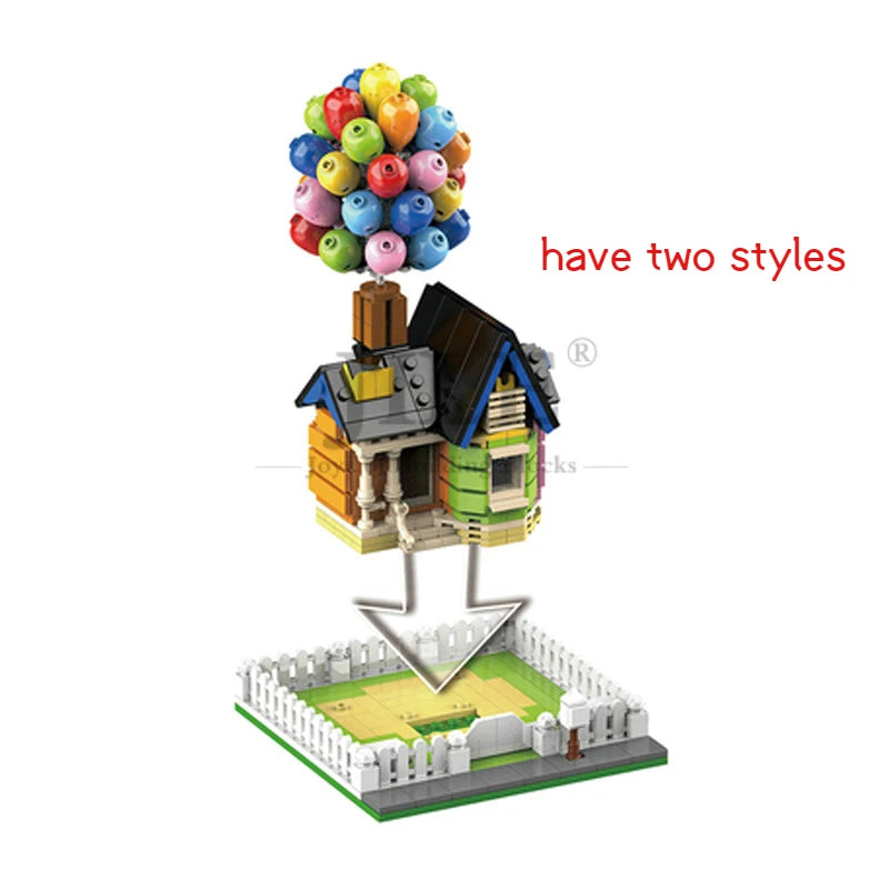 555PCS Flying Balloon House Building Blocks - MOC 7025 City Street View Model & Creative DIY Toy Gift