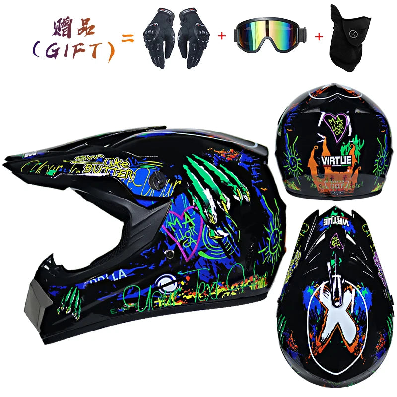 Safety Motocross Helmet for Kids - DOT Approved ATV Cross Bicycle Downhill Capacete, Unisex, Lightweight ABS 1KG