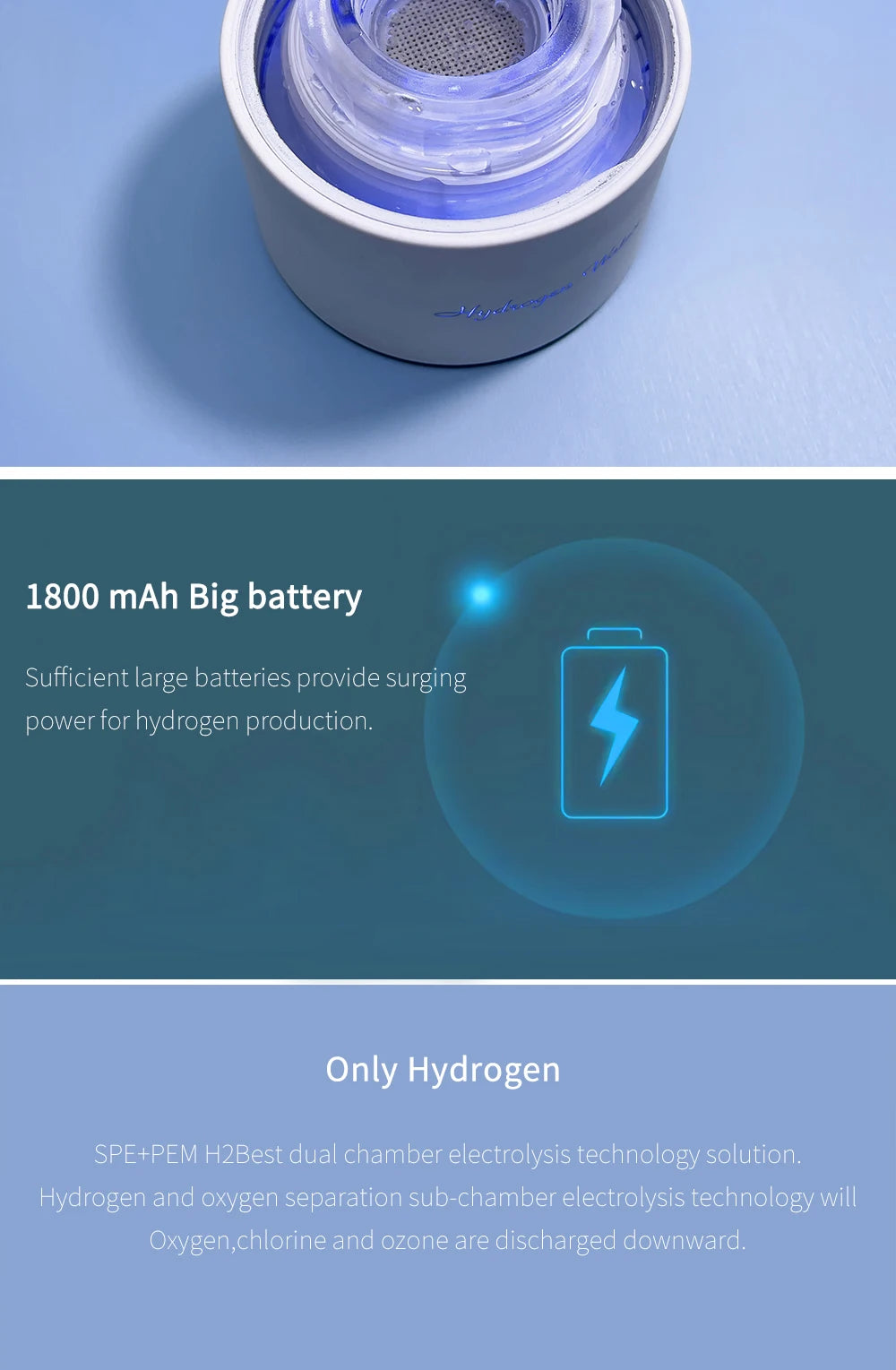 BlueVida SPE&PEM Hydrogen Water Generator - High Concentration, 2 Work Modes & Self-Cleaning, Hydrogen Absorption