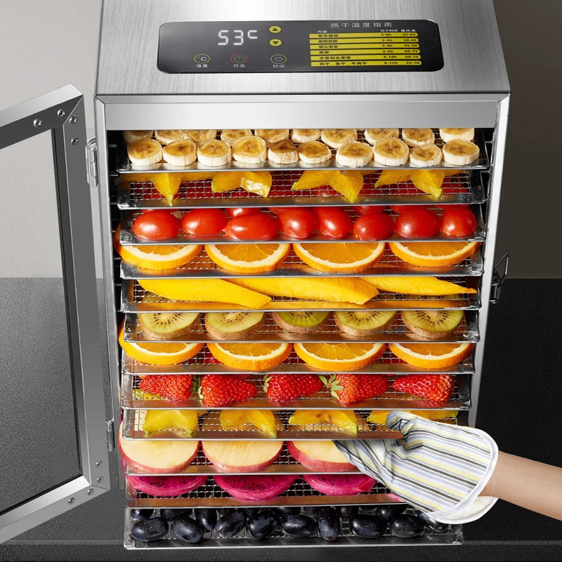 220V/110V Commercial Food Dehydrator – Stainless Steel Fruit & Vegetable Dryer for Snacks