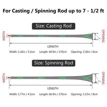 Bassdash Fishing Rod Sleeves: Protective Rod Socks for Casting and Spinning Poles Up to 7-1/2ft