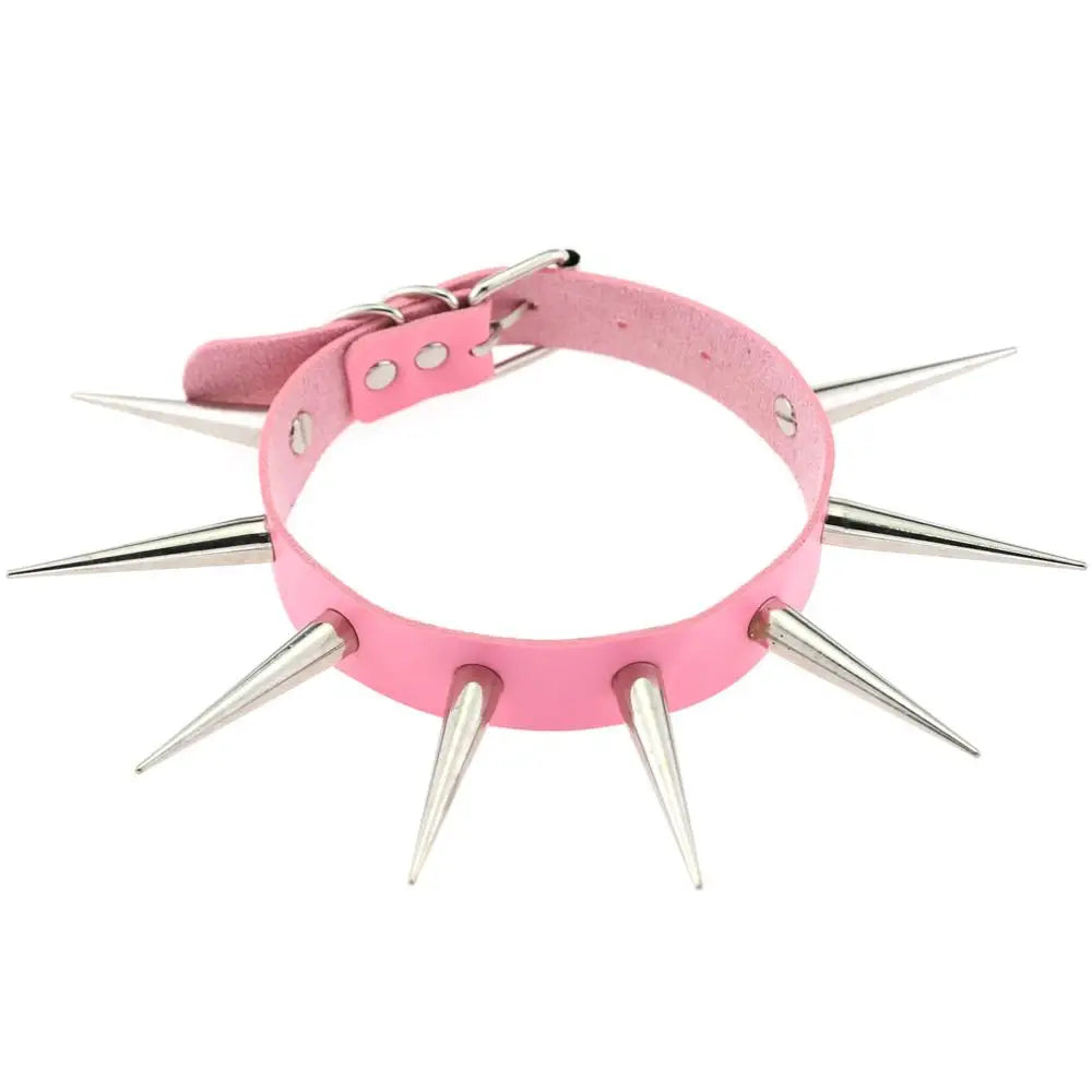 Big Long Spiked Choker Collar – Cool Punk Necklace for Women & Men, Metal Rave Festival Goth Jewelry