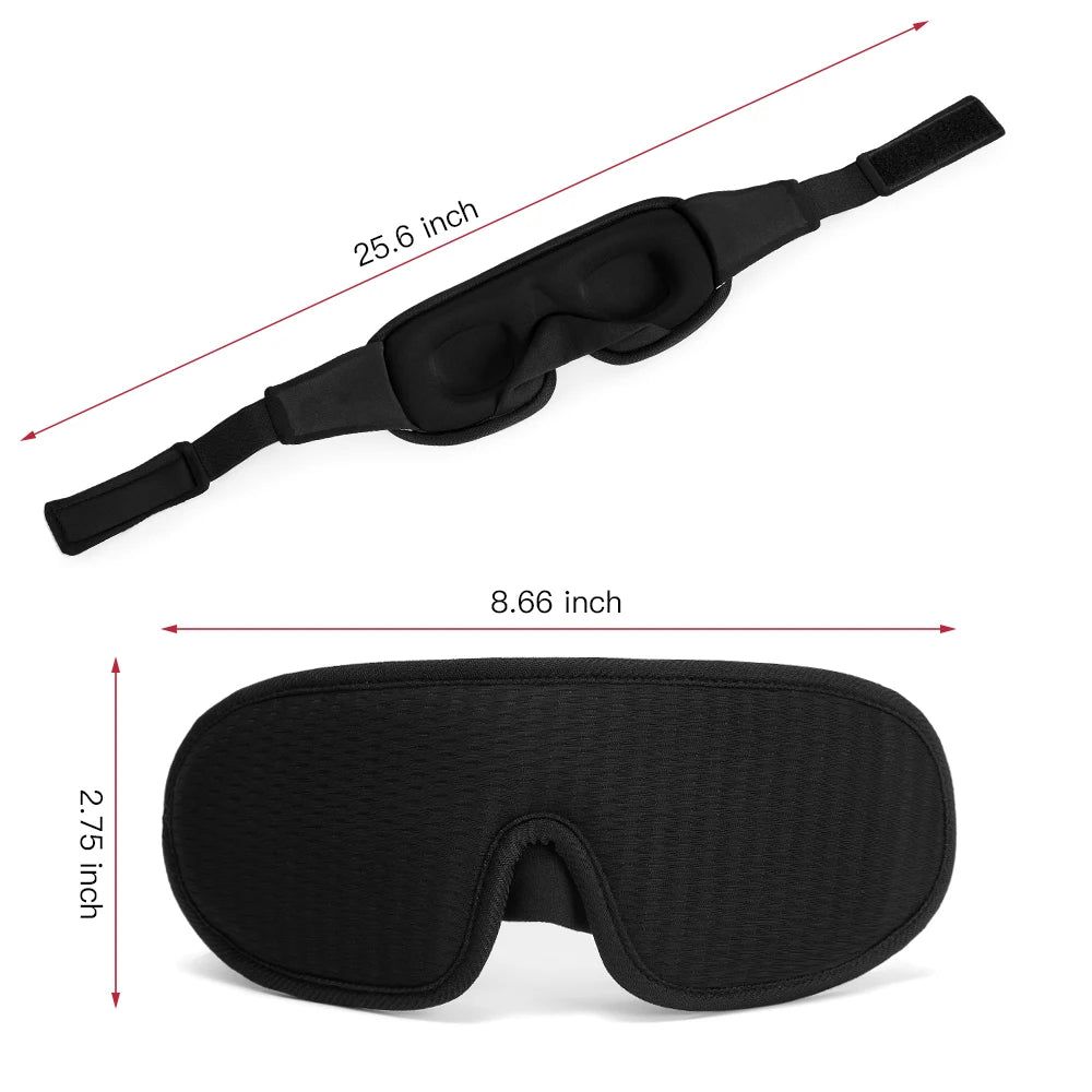 3D Padded Sleep Mask — Soft Eye Shade Blindfold for Blocking Light, Sleeping Aid Eyepatch