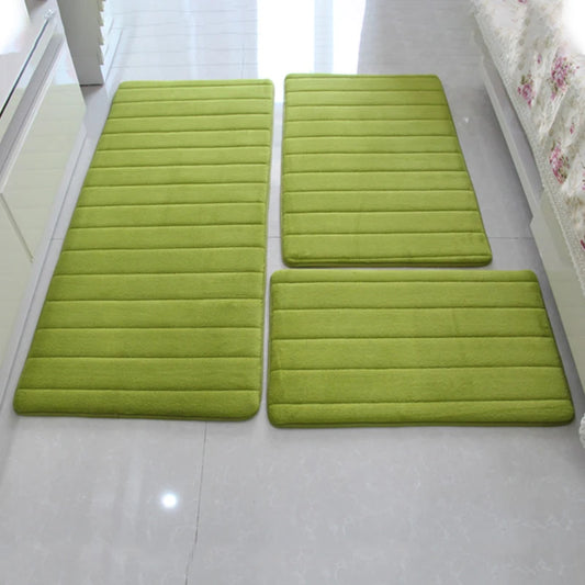3PC Set Thicken Non-Slip Floor Carpet - Coral Fleece Bathroom, Living Room & Bedroom Mat Set in 10 Colors