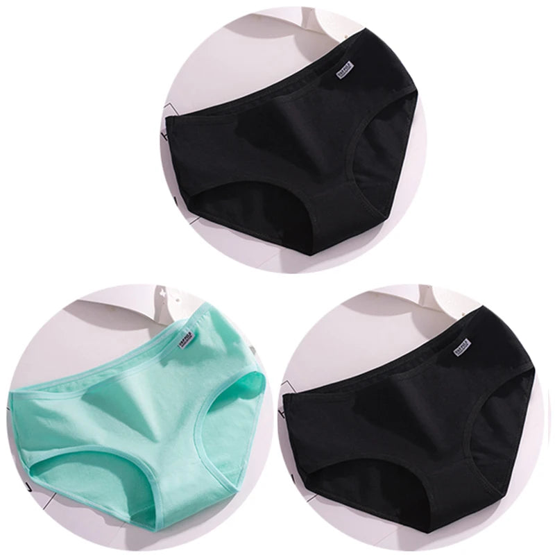 Women’s Cotton Underwear - Candy Color Mid-Waist Breathable Plus Size Briefs