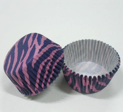 100PCS Animal Print & Pink Heart Cupcake Liners – Zebra, Leopard & Cow Pattern Muffin Baking Cups for Weddings & Parties