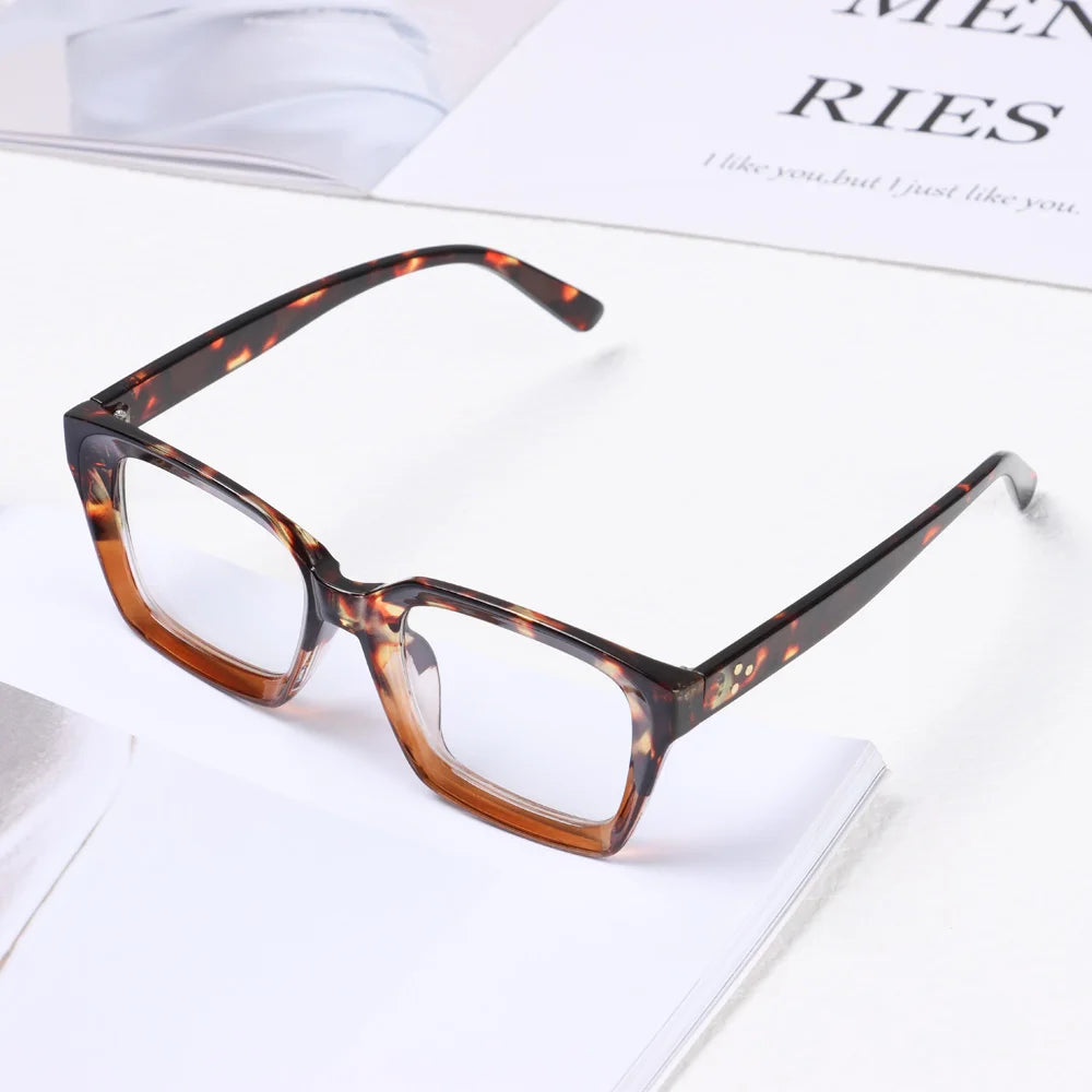 Fashion Square Reading Glasses for Men & Women – Large Frame High-Definition Presbyopia Eyewear, Diopter +1.0 to +4.0