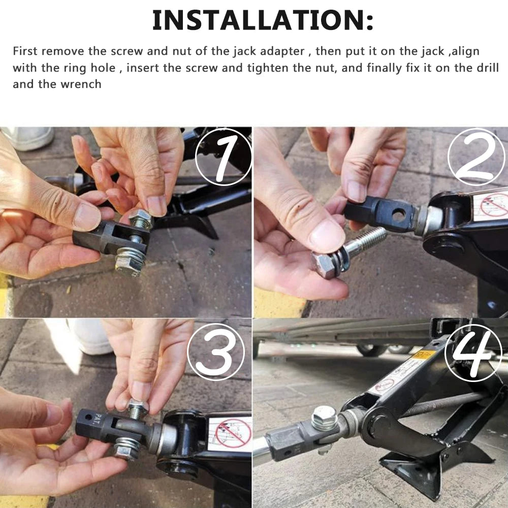Scissor Jack Adapter & Wrench Tool – 1/2-Inch Drive Socket for 4x4 Off-Road Car Lift Equipment, Universal Auto Accessory