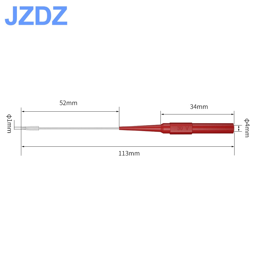 JZDZ 1mm Test Probe Needles - 10PCS Stainless Steel Back Probe Pins with 4mm Banana Socket for Multimeter Inspection Testing