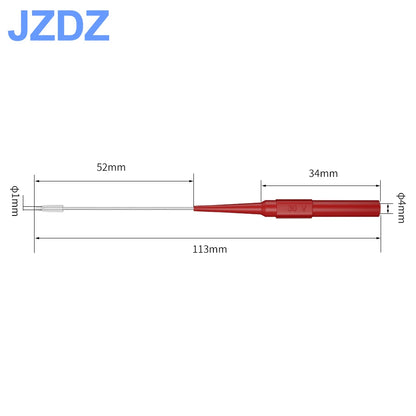 JZDZ 1mm Test Probe Needles - 10PCS Stainless Steel Back Probe Pins with 4mm Banana Socket for Multimeter Inspection Testing