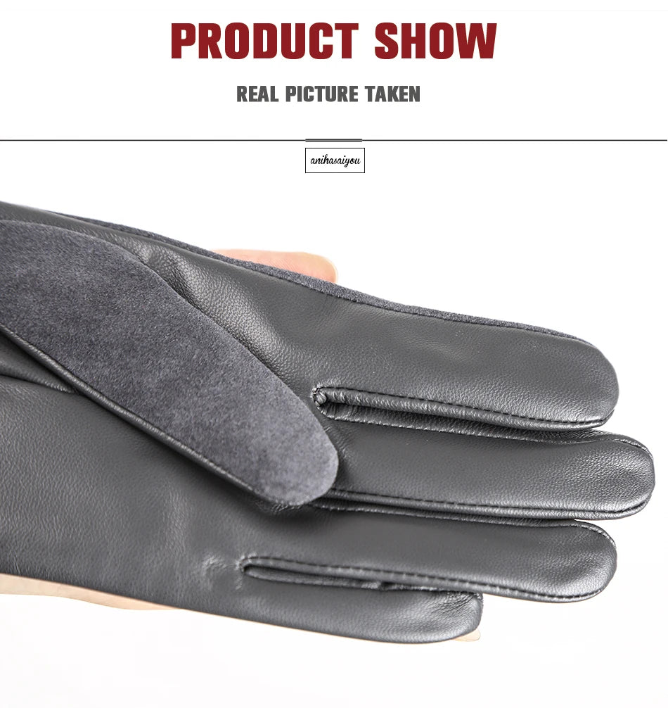 Women’s Winter Touch Gloves – 50% Genuine Leather & 50% Suede, Colorful Warm Leather Gloves
