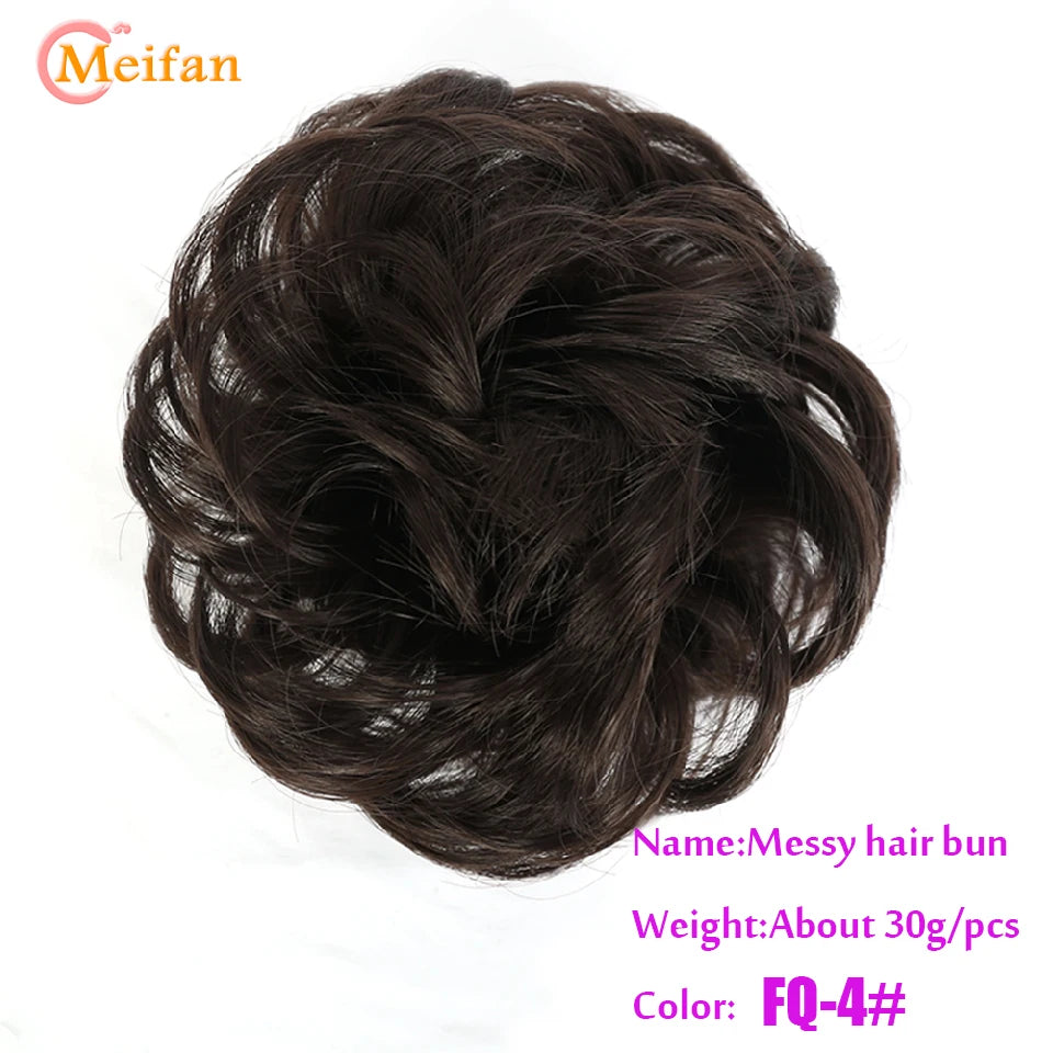 MEIFAN Synthetic Chignon Hair Bun – Elastic Rubber Band Clip-In Updo Ponytail Hair Extension for Women