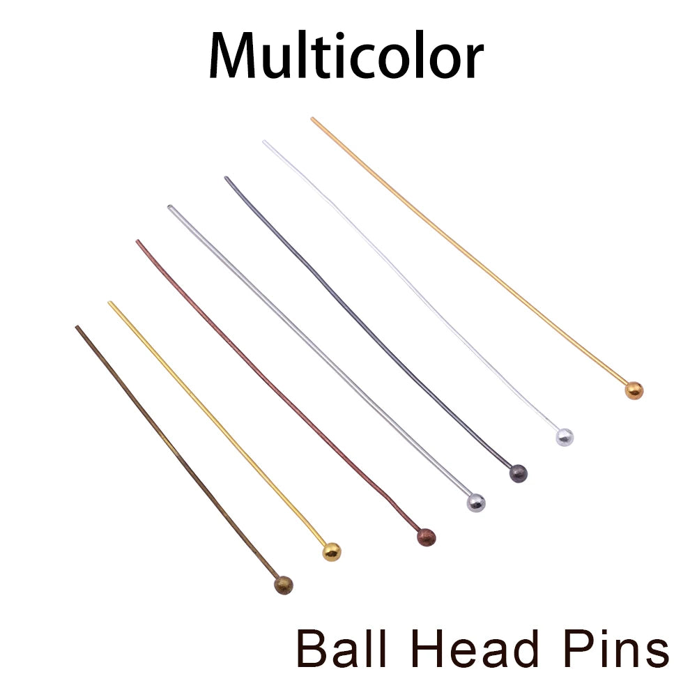 Jewelry Eye Pins & Ball Head Pins - 100/200pcs DIY Findings for Earrings Bracelets Pendants 16-60mm Craft Making Supplies