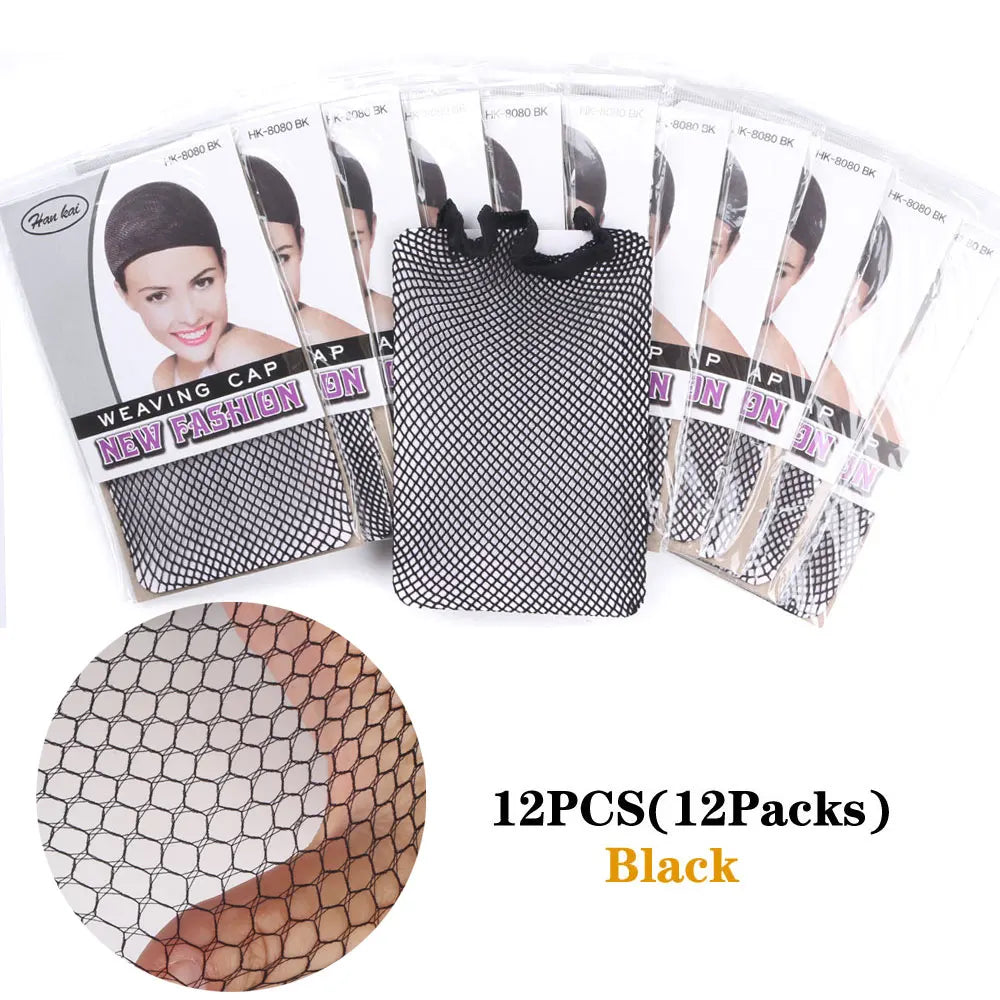 24PCS Wig Caps (12 Packs) – Stretchable Nylon Mesh Stocking Hair Nets, Breathable & Free Size for Wigs