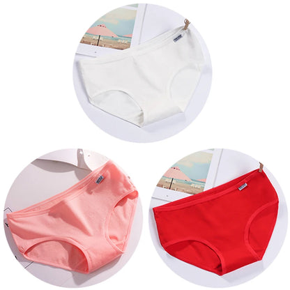 Women’s Cotton Underwear - Candy Color Mid-Waist Breathable Plus Size Briefs