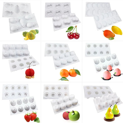 Fruit Series Silicone Cake Mold — Pineapple, Pear, Peach, Mango, Orange & Strawberry for French Dessert & Mousse Baking