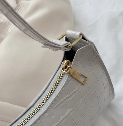 Fashion PU Leather Handbag for Women – Alligator Pattern Small Underarm Messenger Bag & Purse