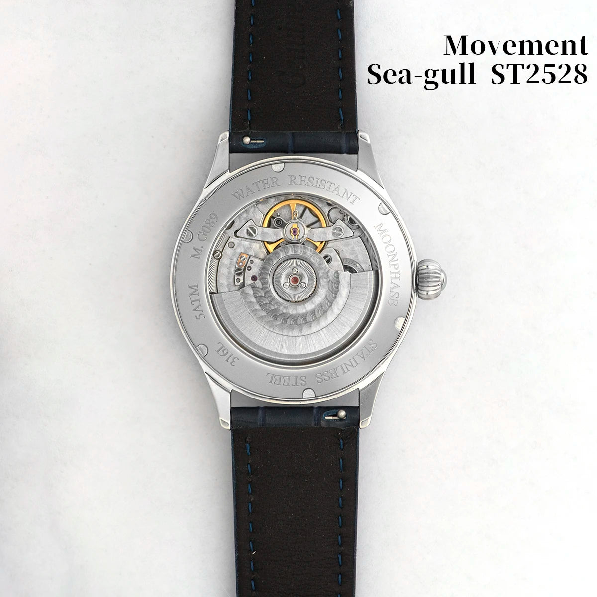 Sugess Origin ST2528 Mechanical Watch – Men's Luxury Moonphase Wristwatch with Real Blue Stone Dial & Stainless Steel Case