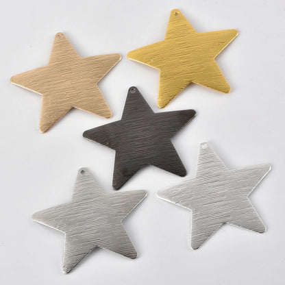 38mm Brushed Curved Five-Pointed Star Pendant Necklace – Single Hole DIY Classic Fashion Jewelry Accessory