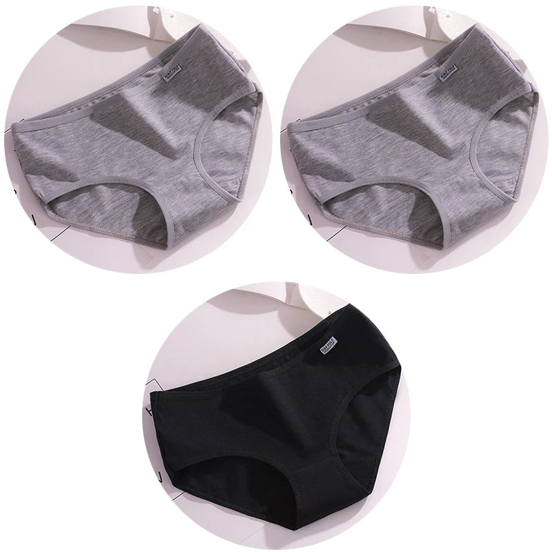 Women’s Cotton Underwear - Candy Color Mid-Waist Breathable Plus Size Briefs