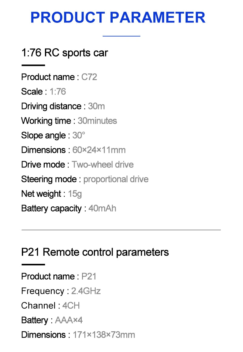Turbo Racing 1:76 RC Drift Car | C64/C72/C73/C74 with Gyro & Full Remote Control for Kids & Adults