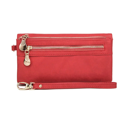 Large Capacity Women's Wallet – Dull Polish Leather, Double Zipper Clutch Wristlet with Phone, Coin & Card Holder Pockets