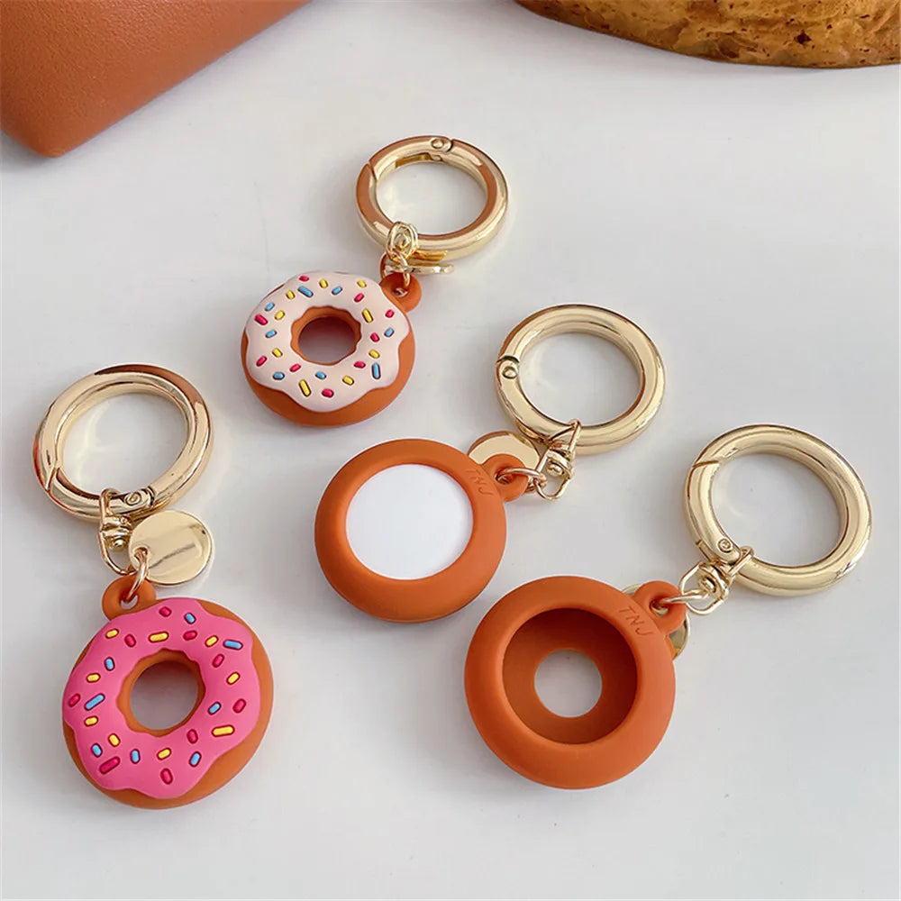 Cartoon Donut Silicone Case for Apple AirTag – Cute Protective GPS Tracker Cover for Dog Collar
