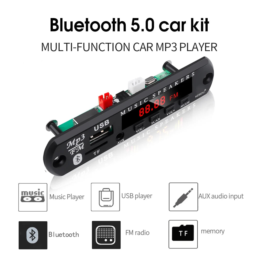 KEBIDU 9V/12V Car Radio Stereo MP3 Decoder Board - Bluetooth Wireless MP3 Player with USB, TF, and Remote Control