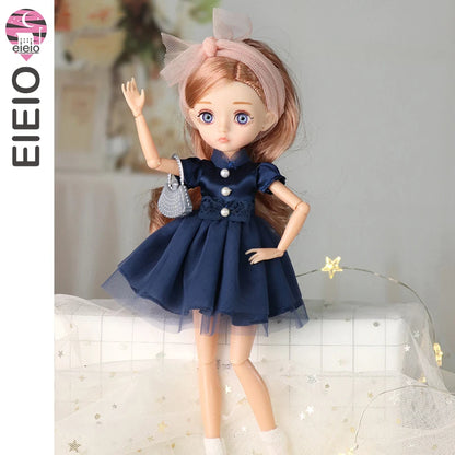 Slim 26cm BJD Doll for Girls – 13 Movable Joints with Princess Outfit, Blue Eyes & Eyelash Accessories