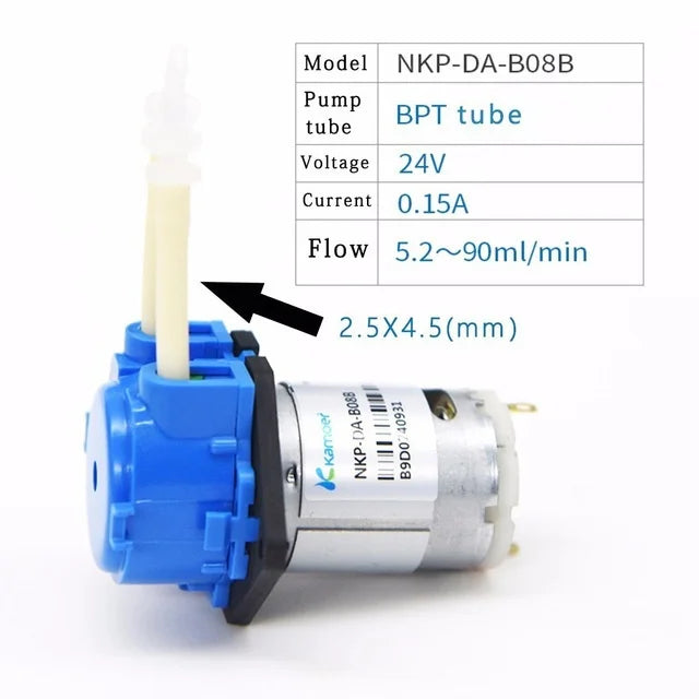 Kamoer DC 12V/24V Dosing Pump - Peristaltic Pump with Connector for Arduino, Aquarium, Lab & DIY Liquid Applications