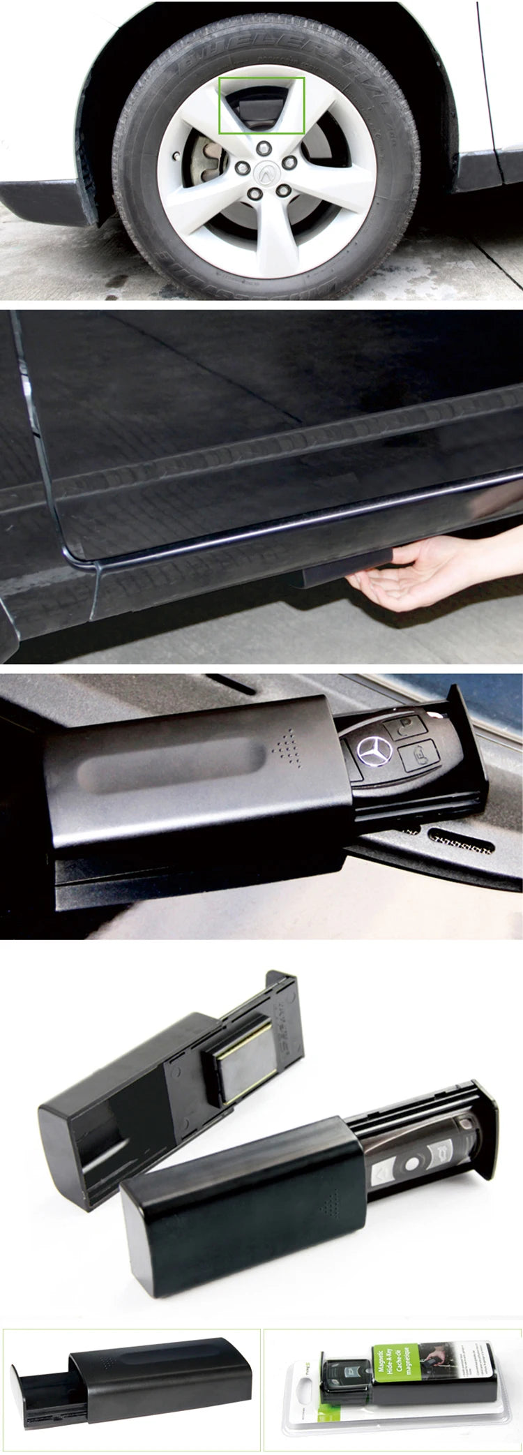 NewCreative Magnetic Black Safe Box — Hidden Key Storage for Home, Office, Car, Truck, and Caravan