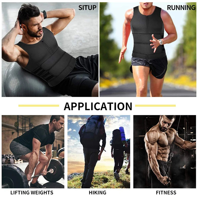Men's Body Shaper Waist Trainer Vest – Slimming Shirt, Sauna Sweat Vest, Compression Undershirt, Shapewear, Fat Burner Workout Tank Top