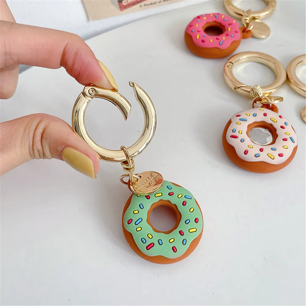 Cartoon Donut Silicone Case for Apple AirTag – Cute Protective GPS Tracker Cover for Dog Collar