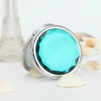 Luxury Crystal Folding Makeup Mirror - Portable Round Gold & Silver Pocket Compact Mirror, Personalized Beauty Gift