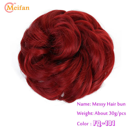 MEIFAN Synthetic Chignon Hair Bun – Elastic Rubber Band Clip-In Updo Ponytail Hair Extension for Women